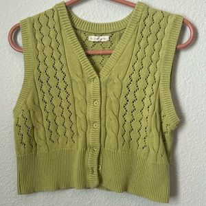 Pacsun Green Kitted Sweater-vest Size small
